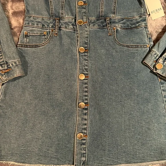 NWT Guess Blue space wash long sleeve denium dress sz SM - Picture 8 of 13